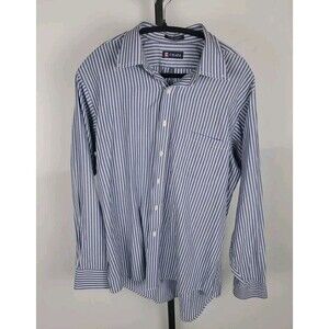 Chaps Shirt Mens Large Striped Purple Blue Button Long Sleeve Pocket